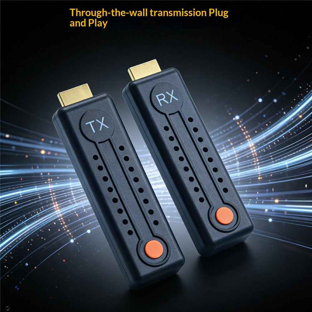 DL100M 1080P HDTV Wireless Transmitter and Receiver Set 328ft Range Transmission Adapter Extender Kit - Black