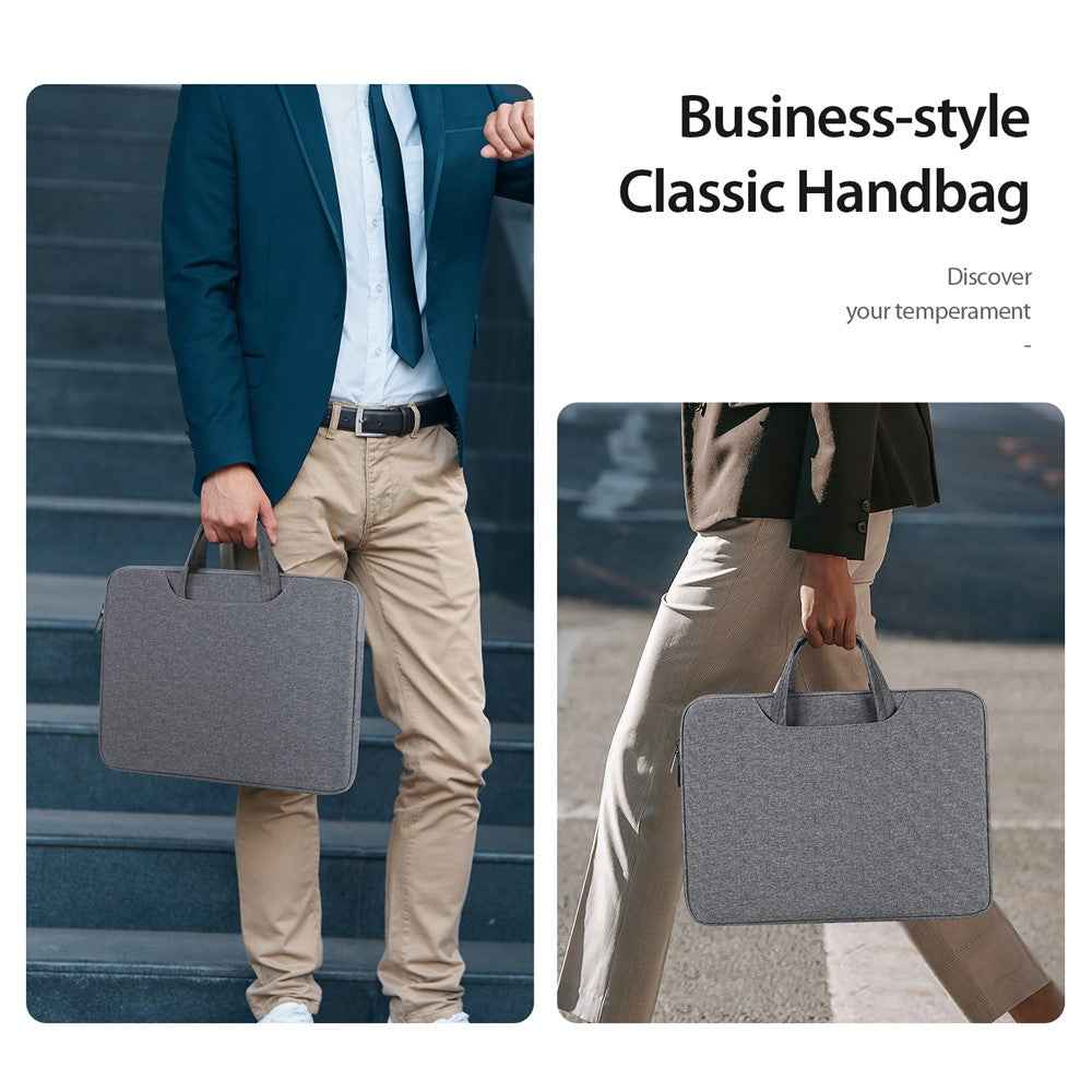15.5-16 Inch Laptop Bag Water-Repellent Polyester Fabric Computer Carrying Case - Dark Grey