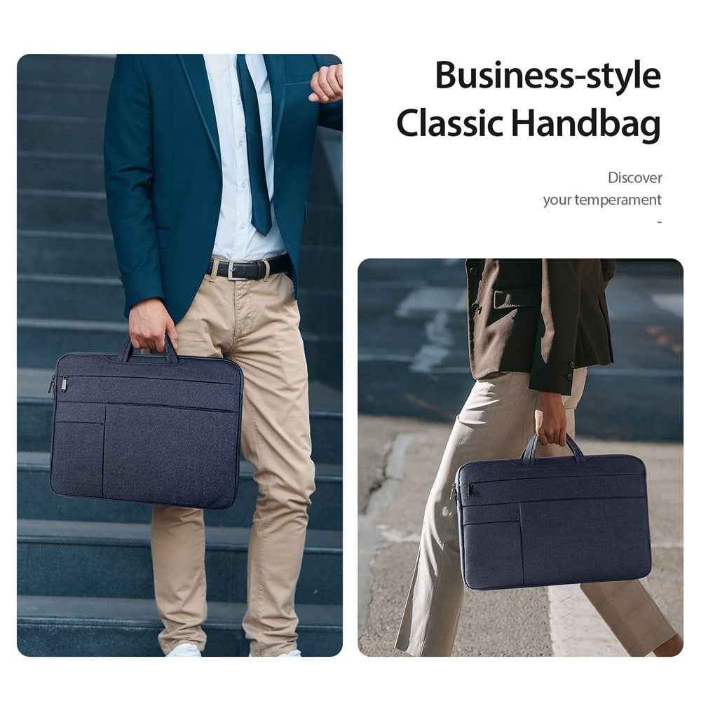 13-13.9 inch Laptop Carrying Bag Multi Pockets Polyester Notebook Handbag - Navy Blue