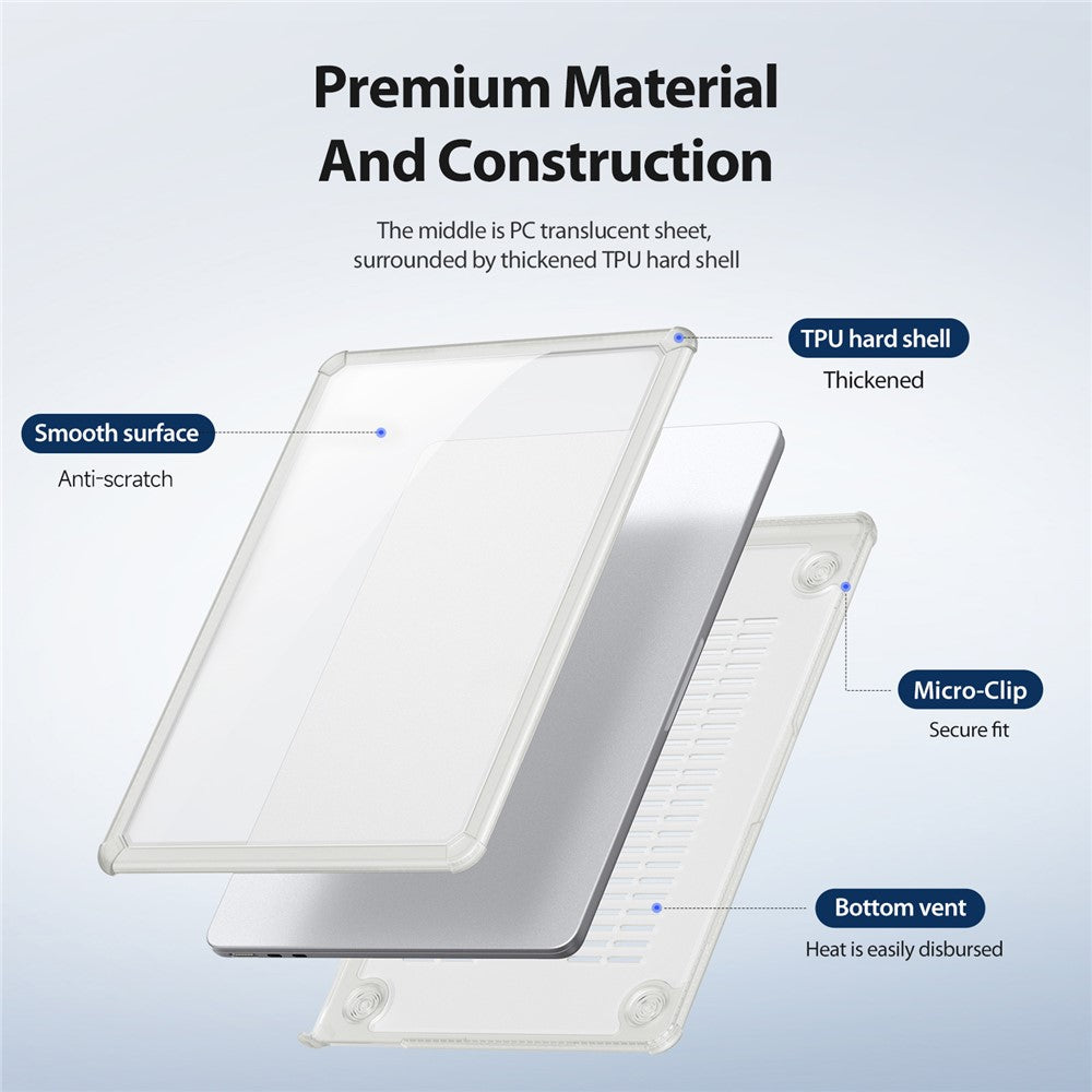 DUX-DUCIS-LCGM-Series-Glossy-Case-for-MacBook-Air-13-inch-(2026)-A3449-/-(2025)-A3240-/-(2024)-A3113-/-(2022)-A2681-Anti-Scratch-TPU+PC-Shell-Transparent