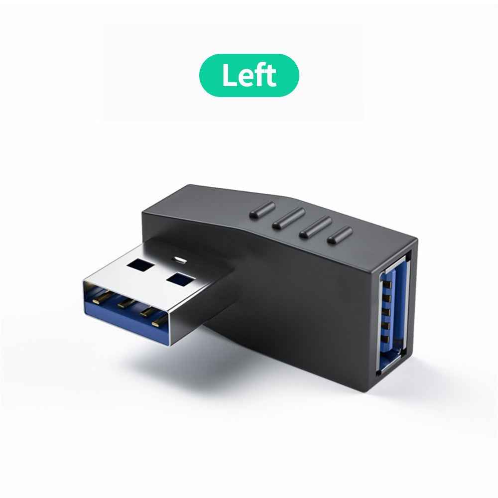 USB 3.0 Male to Female Converter 90 Degree Right Angle Adapter - Left Angle