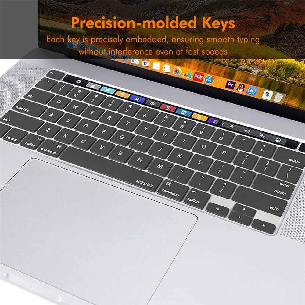 Keyboard Cover for MacBook Pro 13 inch (2020) A2338 / A2251 / A2289 / 16 inch (2019) A2141 EU Version Layout Ultra Thin Silicone Keyboard Protector - Black