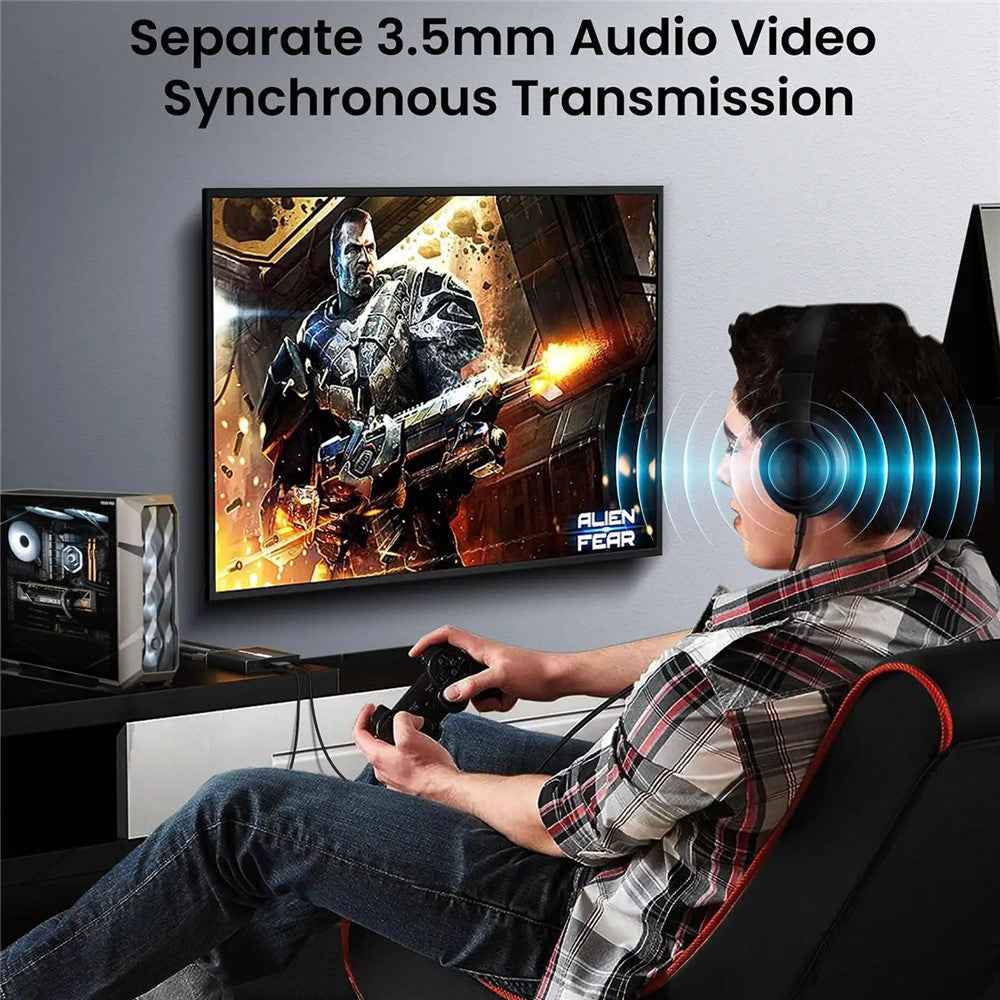 FD DisplayPort 1.4 to Dual DisplayPort MST Hub 1X2 4K144HZ Audio Extractor Splitter Support Mirror Extend Mode - US Plug