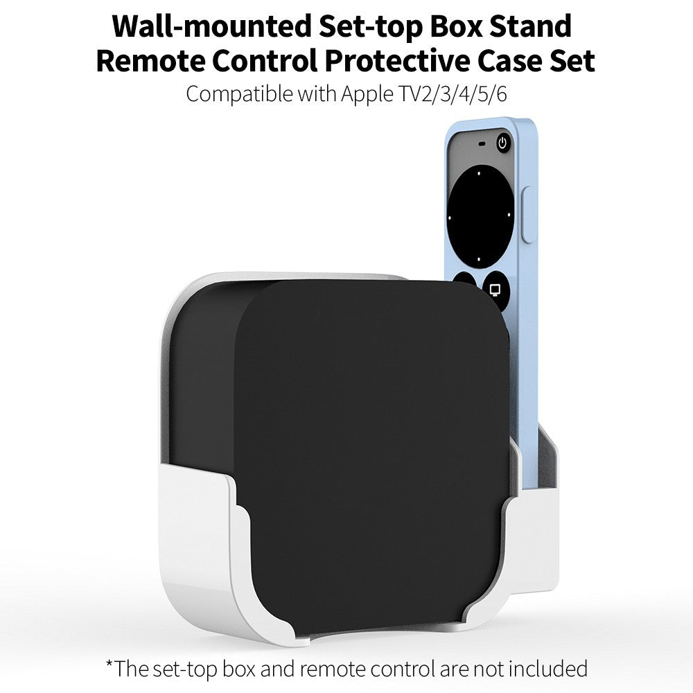 For-Apple-TV2/3/4/5/6-Wall-mounted-Set-top-Box-Stand-with-Remote-Control-Protective-Case-White+White