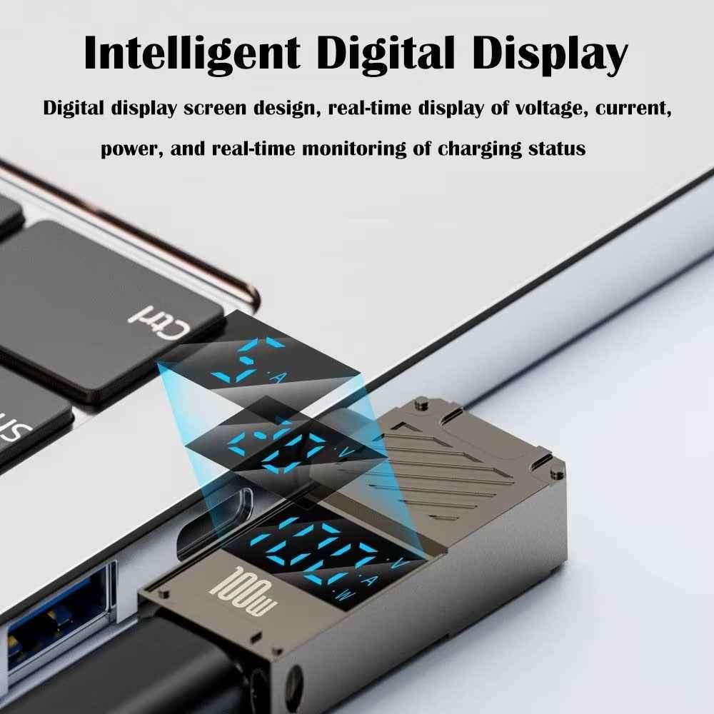 For HP Laptop PD 100W Charging Adapter Type-C to DC 4.5x3.0mm Digital Display Zinc Alloy Converter