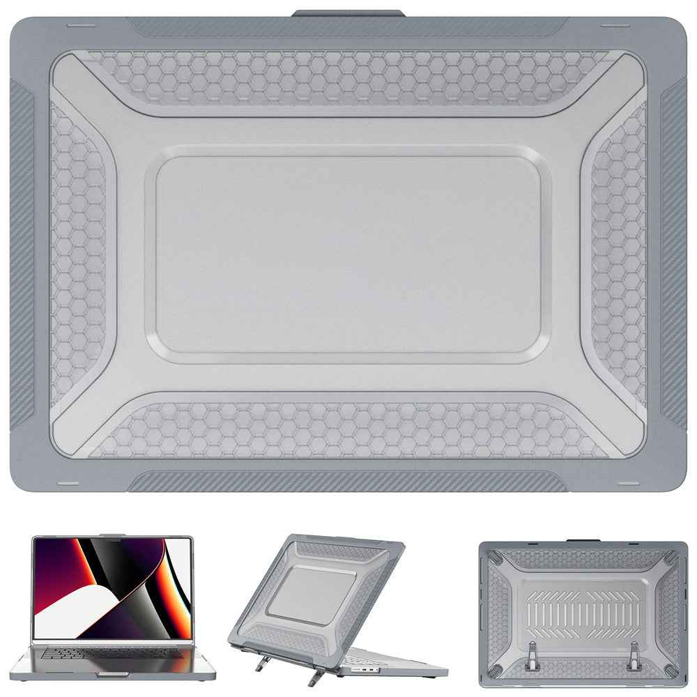 For MacBook Pro 16 inch (2026) A3429 A3428 / (2025) A3186 A3403 / (2024) A2991 / (2023) A2780 / (2021) A2485 M1 Pro / M1 Max Laptop Case Kickstand Hard PC Cover - Grey
