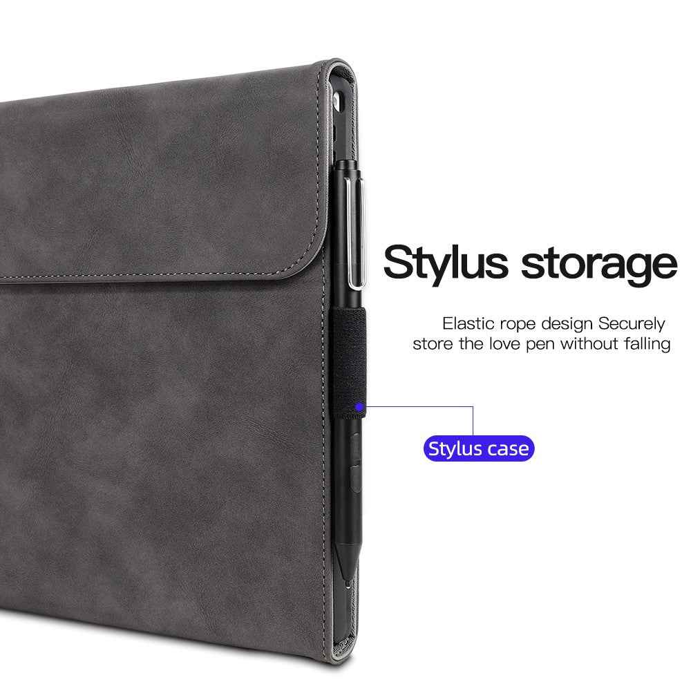 For Microsoft Surface Pro 10 / 9 Case Stand Leather Protective Sleeve with Pen Holder - Brown