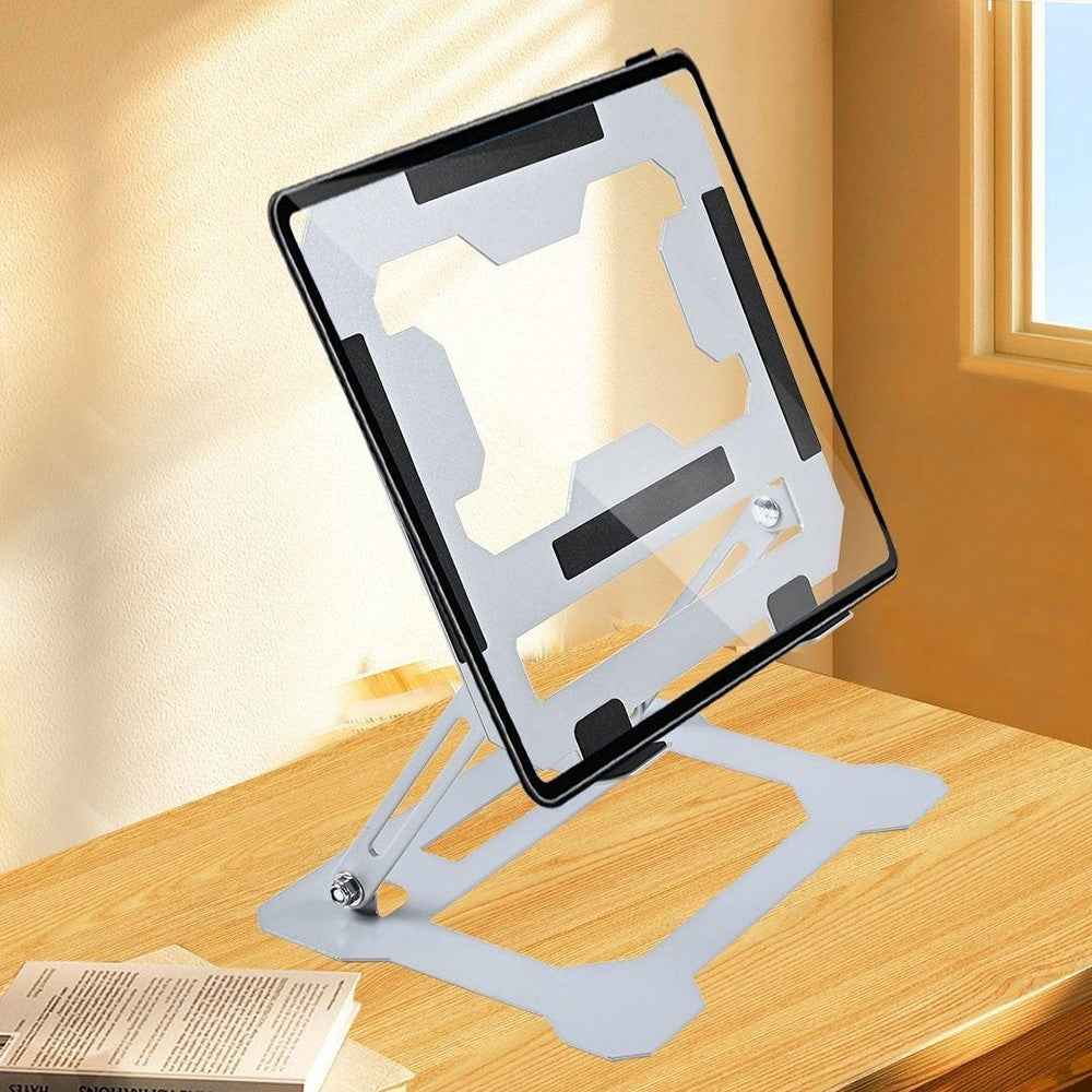 GFS14-TT 5kg Load Bearing Carbon Steel Laptop Cooling Stand Adjustable Height Hollow Out Tablet Support - Grey