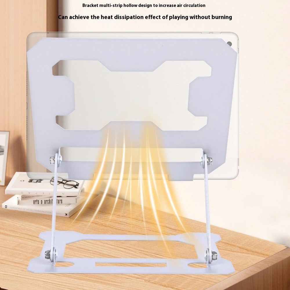 GFS14-TT 5kg Load Bearing Carbon Steel Laptop Cooling Stand Adjustable Height Hollow Out Tablet Support - Grey