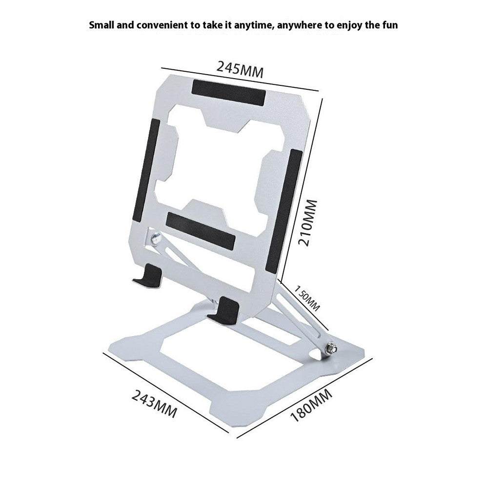 GFS14-TT-5kg-Load-Bearing-Carbon-Steel-Laptop-Cooling-Stand-Adjustable-Height-Hollow-Out-Tablet-Support-Grey