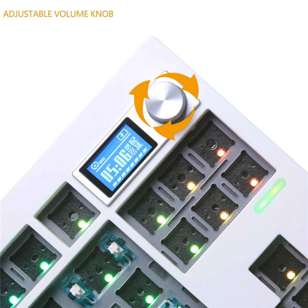 GMK87 RGB Hot Swap Wireless+USB Wired+Bluetooth-compatible Mechanical Keyboard Kit with Volume Knob - Green
