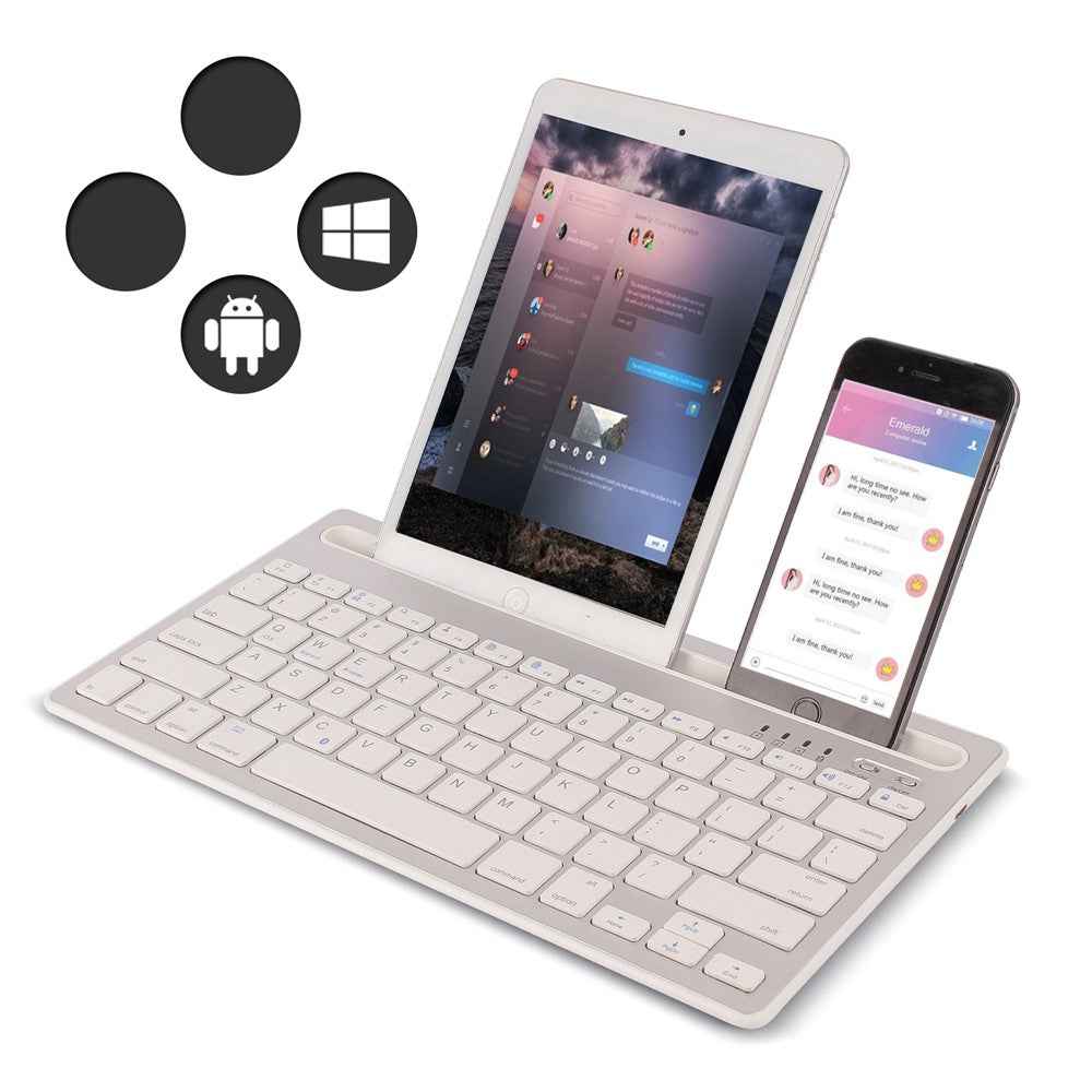 HM-04 Dual-Device Connection Bluetooth-compatible Keyboard for IOS Android Windows Phones/Tablets - Silver