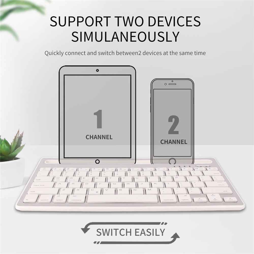HM-04 Dual-Device Connection Bluetooth-compatible Keyboard for IOS Android Windows Phones/Tablets - Silver