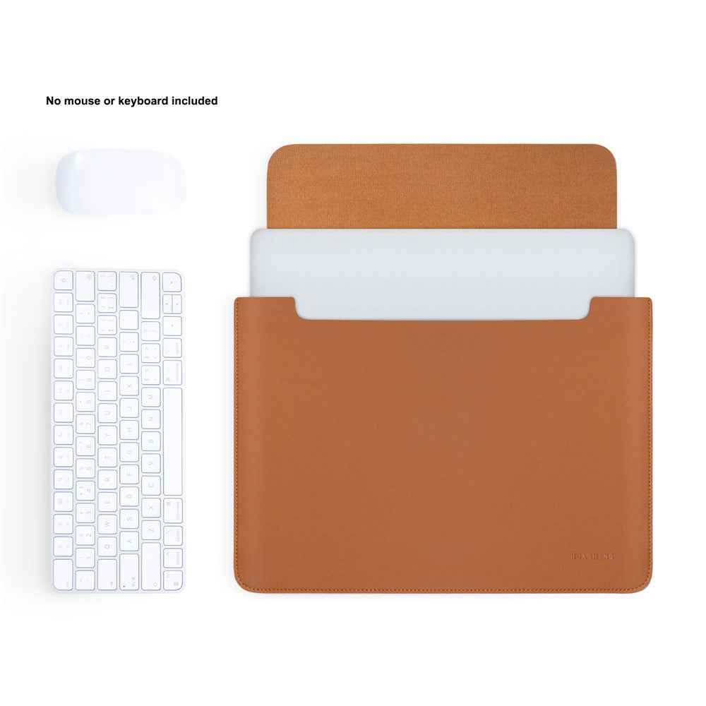 For 15.6 / 16 Inch Notebook Bag Ultra Thin Non Magnetic PU Leather Horizontal Laptop Sleeve - Light Brown