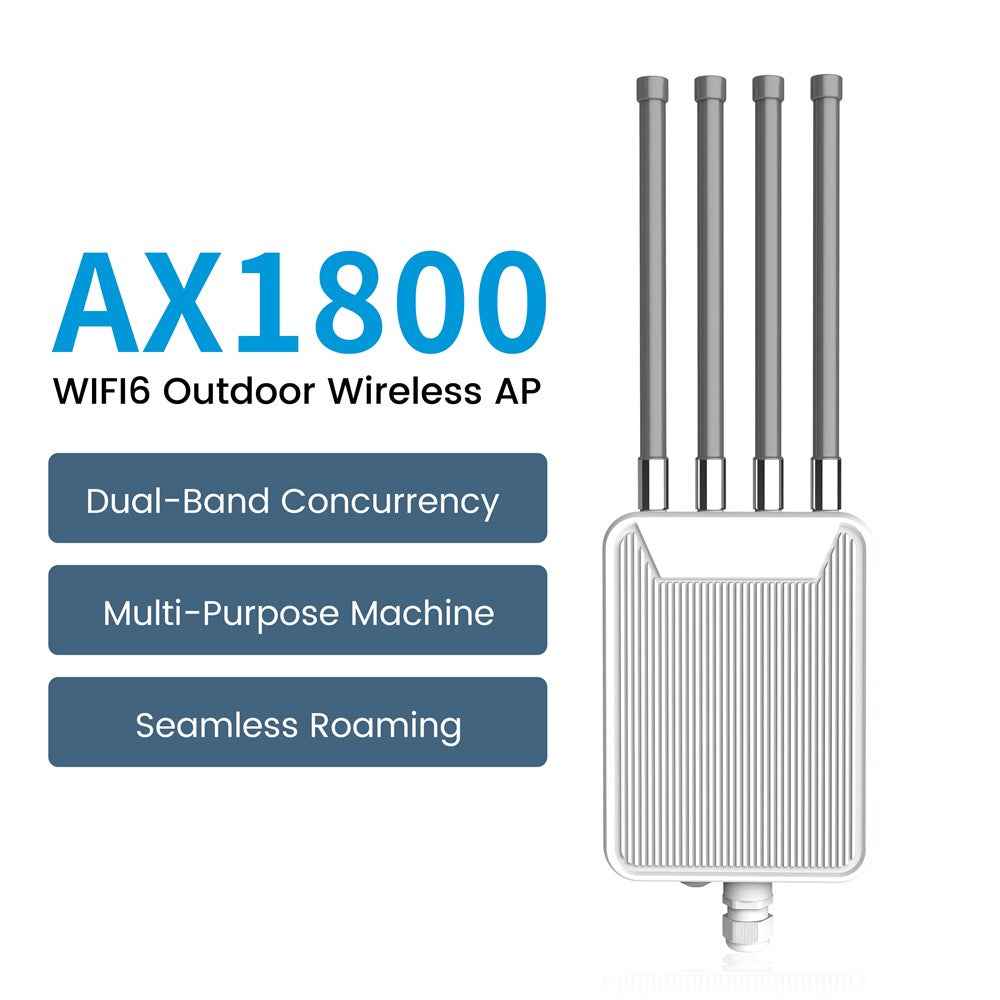 HW1800M Outdoor Waterproof AX1800 WiFi 6 Wireless AP Router 2.4 / 5.8G Dual Band Modem with High Gain Antenna - US Plug
