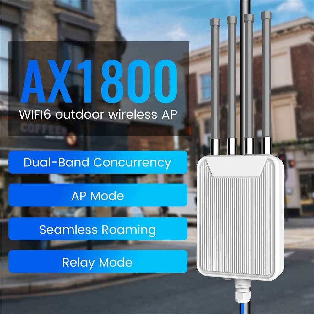 HW1800M Outdoor Waterproof AX1800 WiFi 6 Wireless AP Router 2.4 / 5.8G Dual Band Modem with High Gain Antenna - US Plug