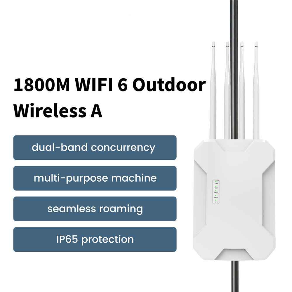 HW1800S Waterproof Outdoor Wireless Access Point 1800Mbps WiFi 6 Dual Band Gigabit Router - White  /  UK Plug