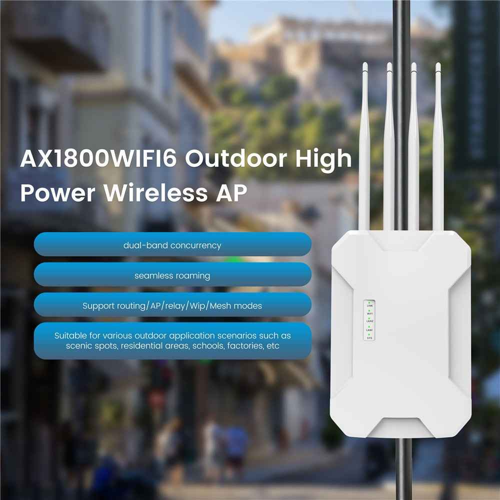 HW1800S Waterproof Outdoor Wireless Access Point 1800Mbps WiFi 6 Dual Band Gigabit Router - White  /  UK Plug