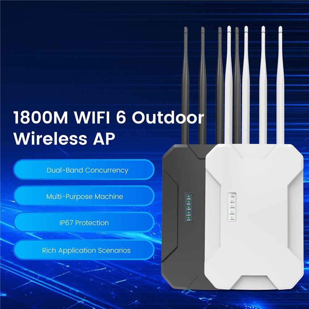 HW1800S Waterproof Outdoor Wireless Access Point 1800Mbps WiFi 6 Dual Band Gigabit Router - White  /  UK Plug