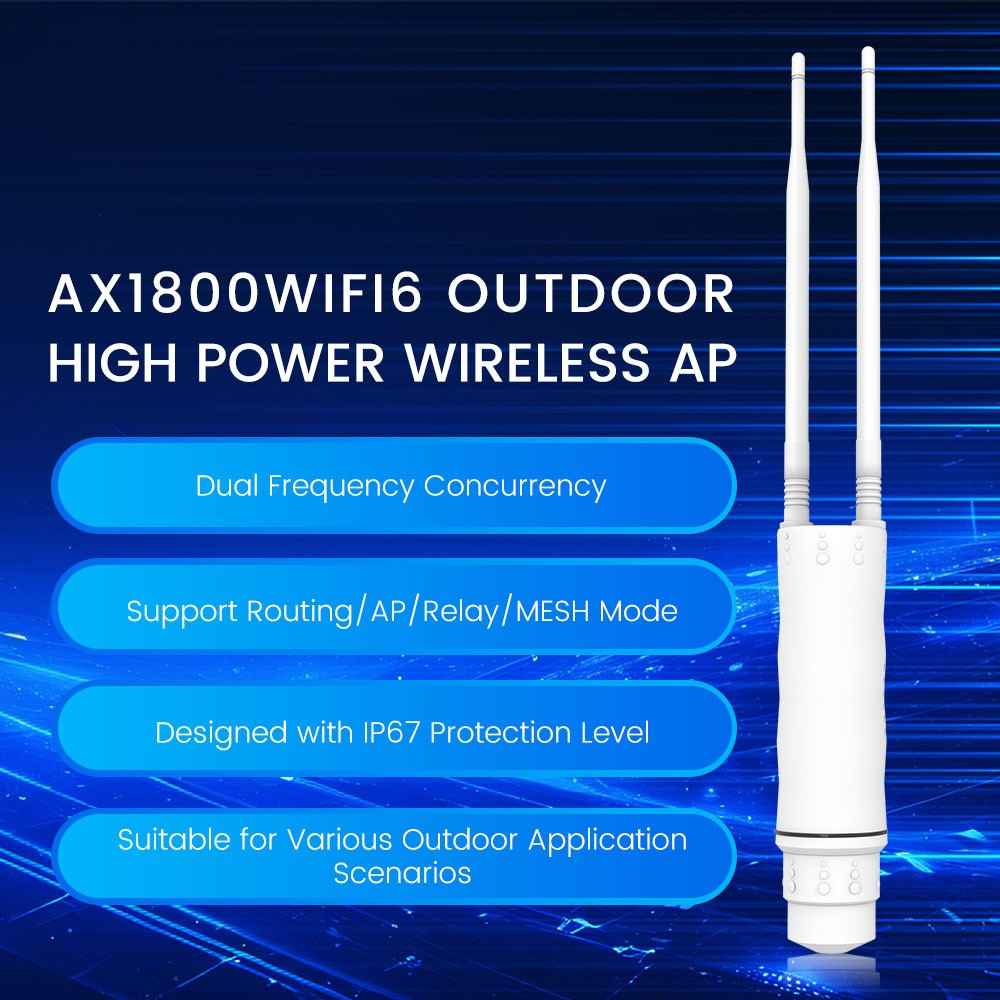 HW1800Y WiFi 6 AX1800 2.4 / 5.8G Dual Band MESH Router IP67 Waterproof Outdoor AP Repeater - US Plug