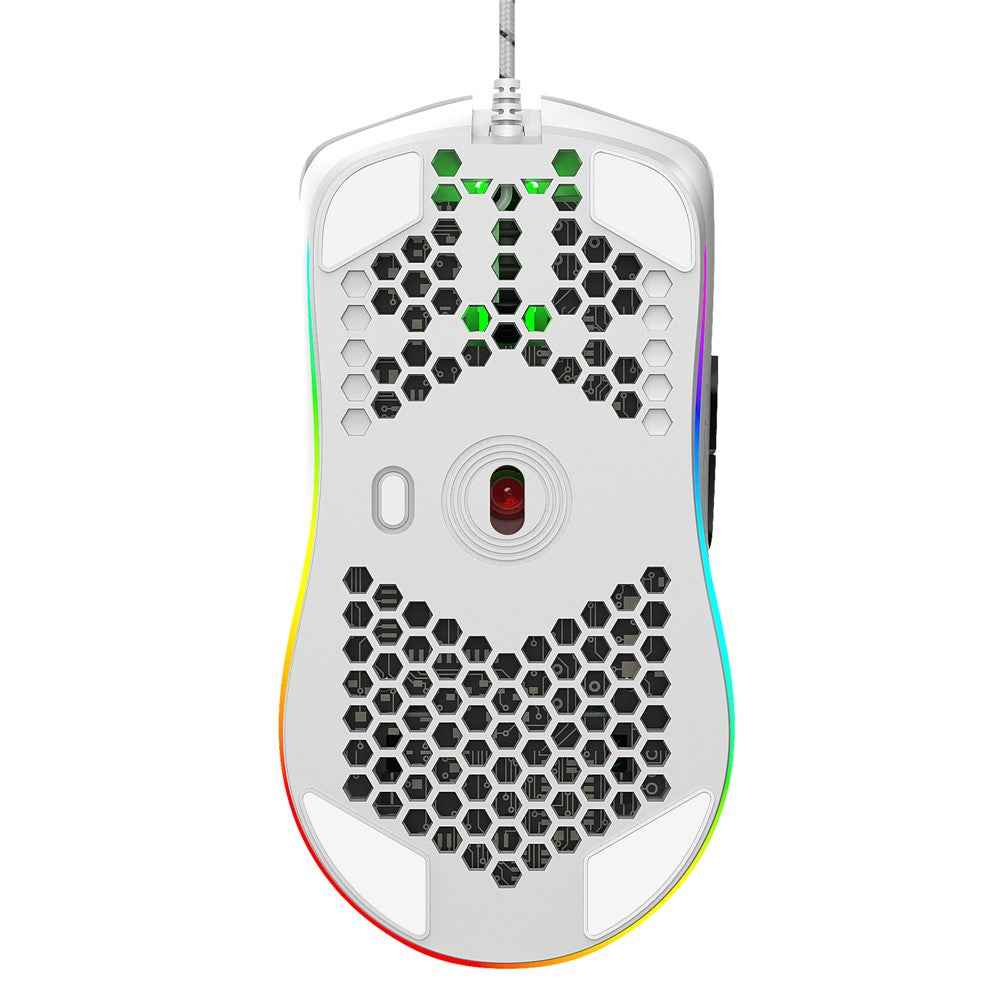 J900 RGB Lighting Honeycomb Holow Programmable Gaming Mouse - White