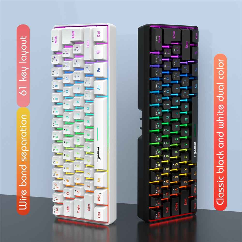 L500 61 Keys Gaming Keyboard 2.4G / Bluetooth-compatible / Wired Triple Mode Membrane Keyboard with RGB Backlit - Black