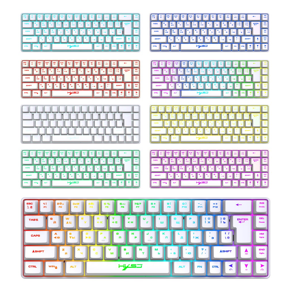 Wired-Membrane-Keyboard,-68-Keys-RGB-Backlight,-Ergonomic-Gaming-White