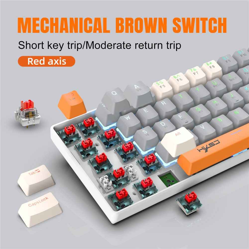 V500 Mechanical Wired Keyboard 63 Keys Gaming Keyboard with Backlight Effect - Red Switch