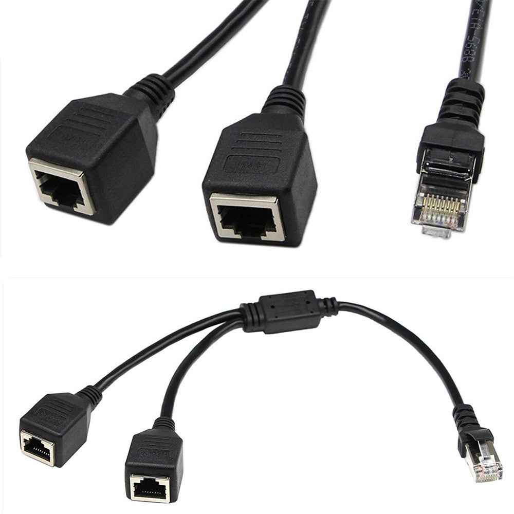 0.25m 1 Male to 2 Female RJ45 LAN Network Ethernet Splitter Adapter for Cat5 / Cat5e / Cat6 / Cat7 Cable