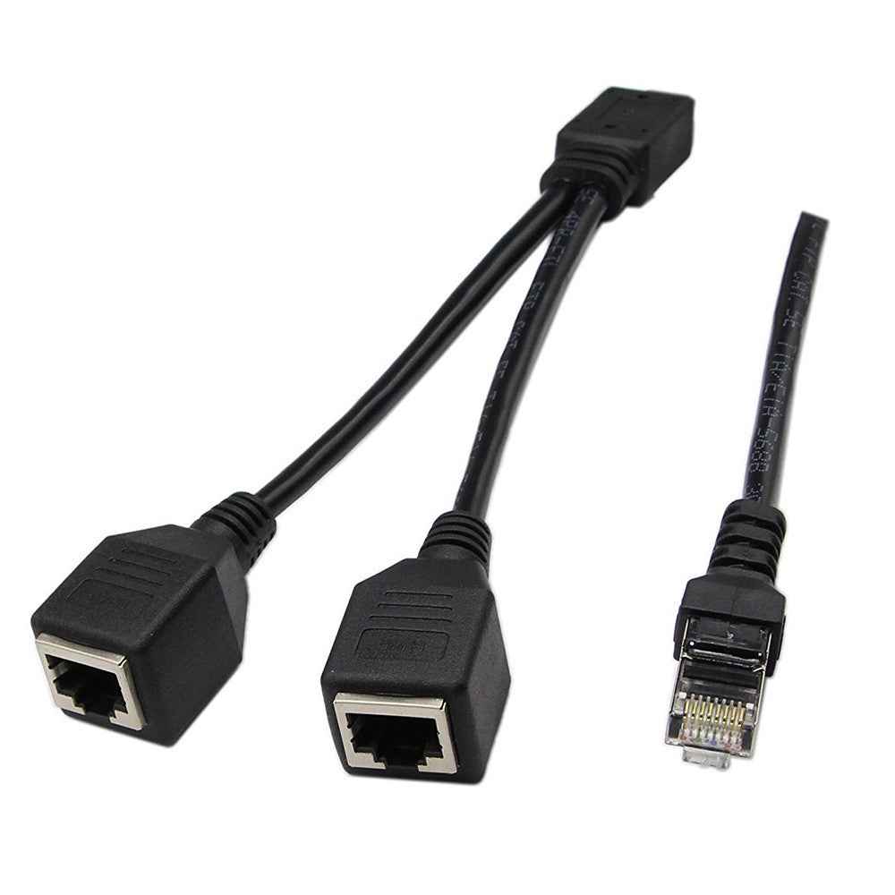 0.25m 1 Male to 2 Female RJ45 LAN Network Ethernet Splitter Adapter for Cat5 / Cat5e / Cat6 / Cat7 Cable