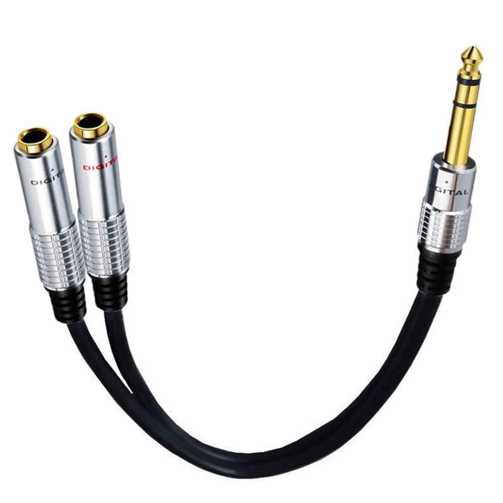 0.2m 1 / 4 Inch 6.35mm 1-to-2 Male to Female Stereo Audio Jack Y Splitter Adapter Cable