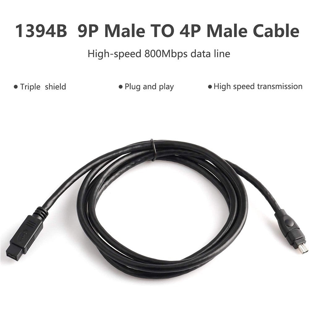 4.5m-IEEE-1394-FireWire-800-to-400-9Pin-to-4Pin-Data-Cable-Extension-Cord