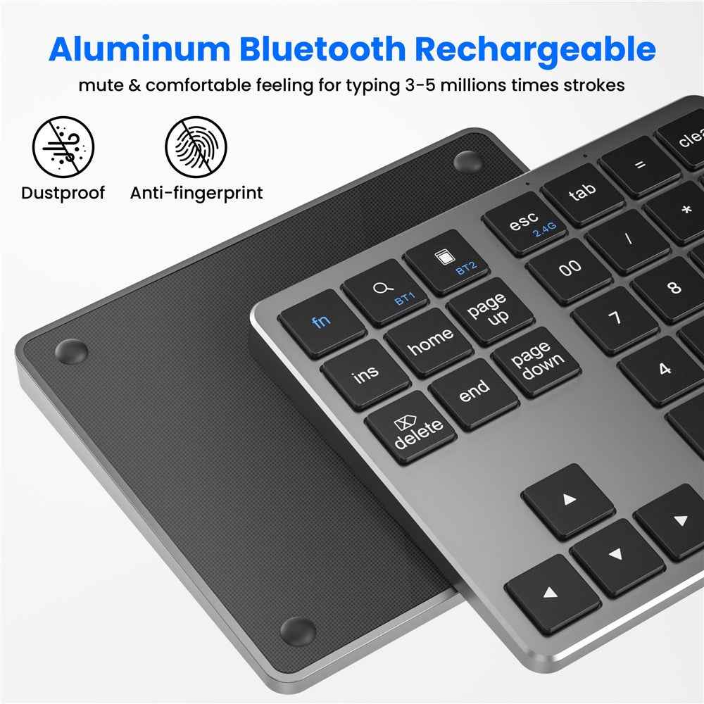K-35 Bluetooth-compatible Keypad Slim 35-Keys 2.4G+Bluetooth-compatible Dual Mode Keyboard - Black Gray