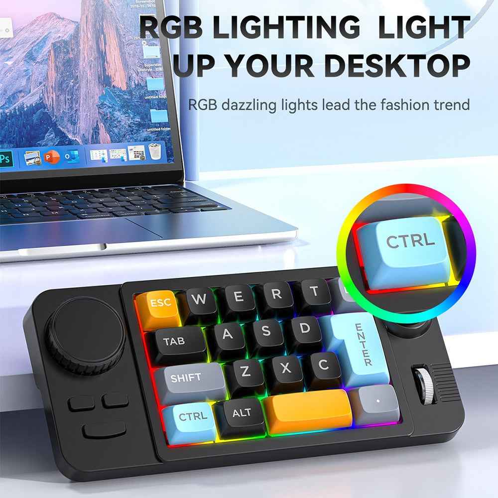 K811 19 Keys Wired Gaming Keyboard Macro Programmable Mechanical Keyboard with RGB Backlit - Yellow