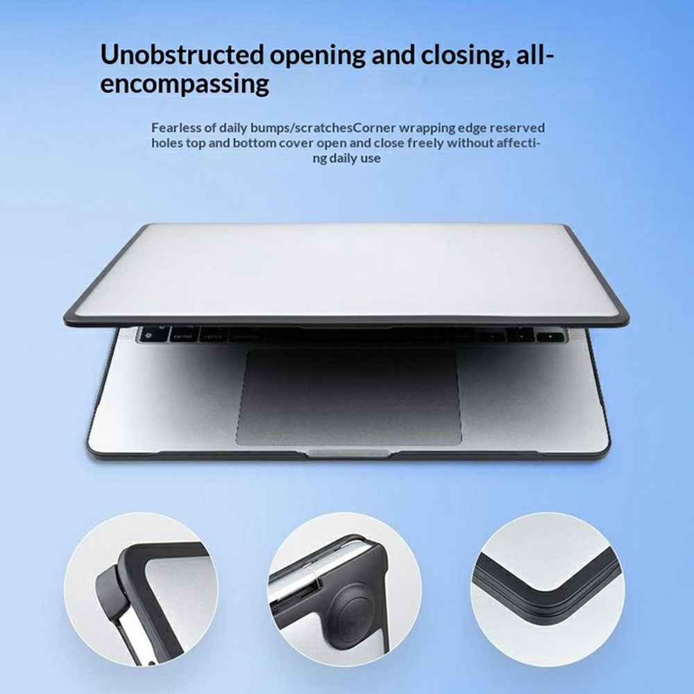 Laptop Protective Case For MacBook Air 13 inch (2026) / (2025) / (2024) / (2022) TPU+PC Frosted Matte Hard Shell Cover - TPU Black Edges + Transparent Black PC