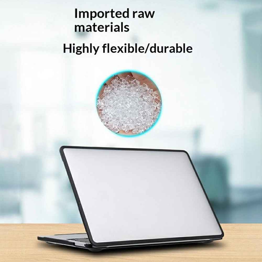 Laptop Protective Case For MacBook Air 13 inch (2026) / (2025) / (2024) / (2022) TPU+PC Frosted Matte Hard Shell Cover - TPU Black Edges + Transparent Black PC