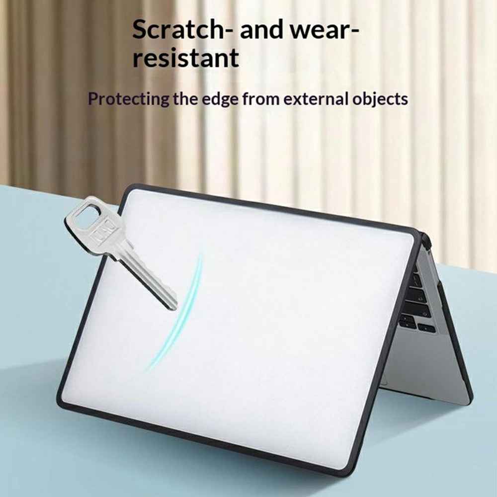 Laptop Protective Case For MacBook Air 13 inch (2026) / (2025) / (2024) / (2022) TPU+PC Frosted Matte Hard Shell Cover - TPU Black Edges + Transparent Black PC