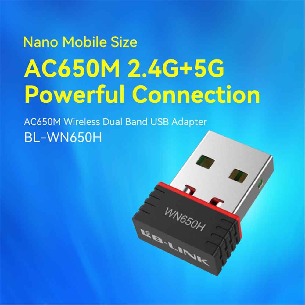 WN650H Dual Band 650M Wireless Network Card Portable USB WiFi Receiver