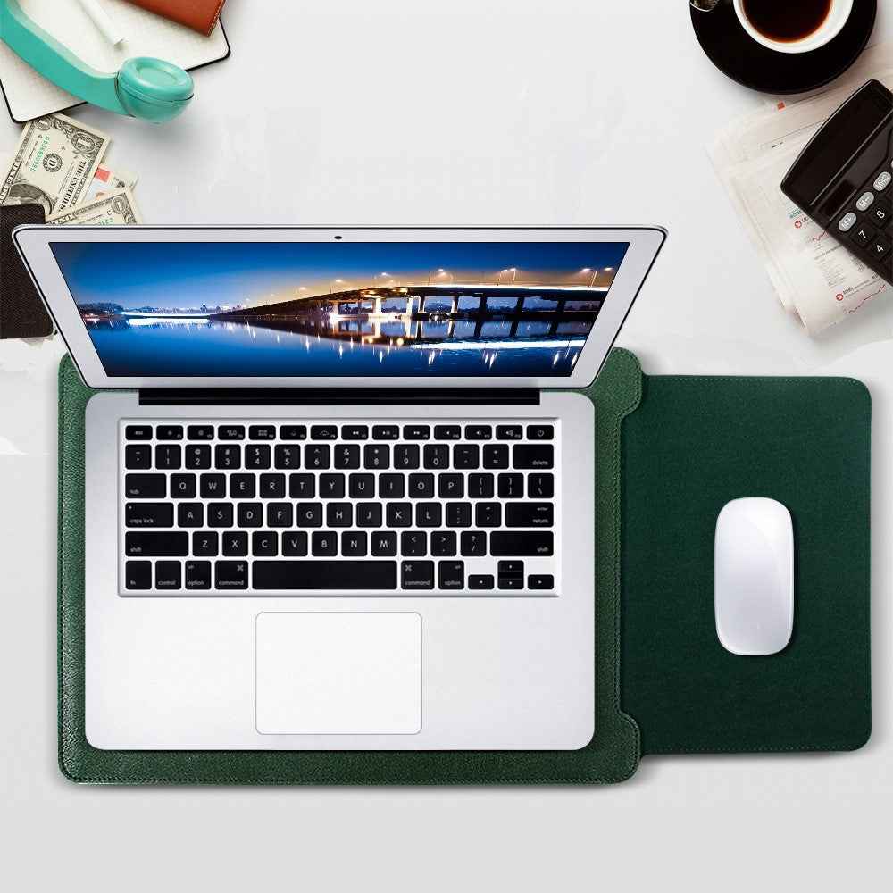 Leather Pouch Case with Mouse Pad for MacBook Pro 15-inch (2016) - Green