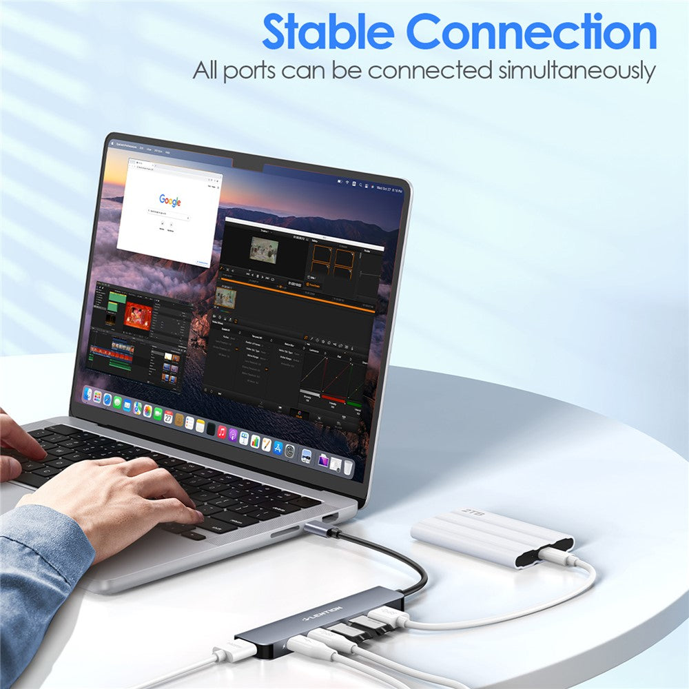 CE35sH-Cloud-Ala-Series-6-in-1-USB-C-Hub-Adapter-USB-C-to-3-USB3.0-+-HD-4K-/-30Hz-+-PD3.0-+-USB-C-Docking-Station-Grey
