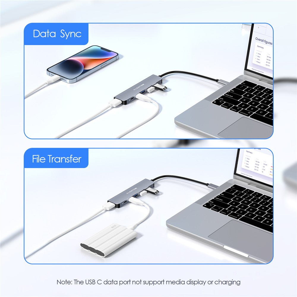 CE35sH-Cloud-Ala-Series-6-in-1-USB-C-Hub-Adapter-USB-C-to-3-USB3.0-+-HD-4K-/-30Hz-+-PD3.0-+-USB-C-Docking-Station-Grey
