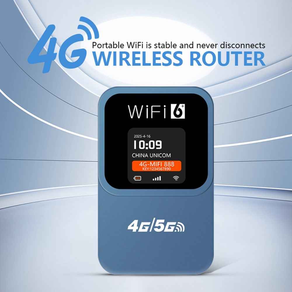 M31-E Portable 4G WiFi Router with Time and Date Display 300Mbps WiFi6 Mobile Hotspot SIM Card Compatible, Eurasian Version - Blue