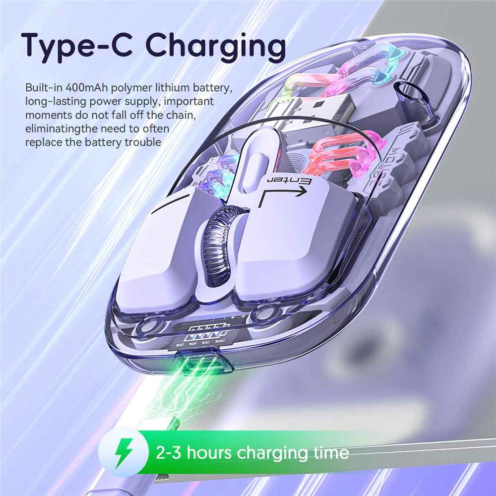 M533 2.4G+Bluetooth-compatible 5.0 Dual Mode Transparent Wireless Mouse with RGB Light - Yellow