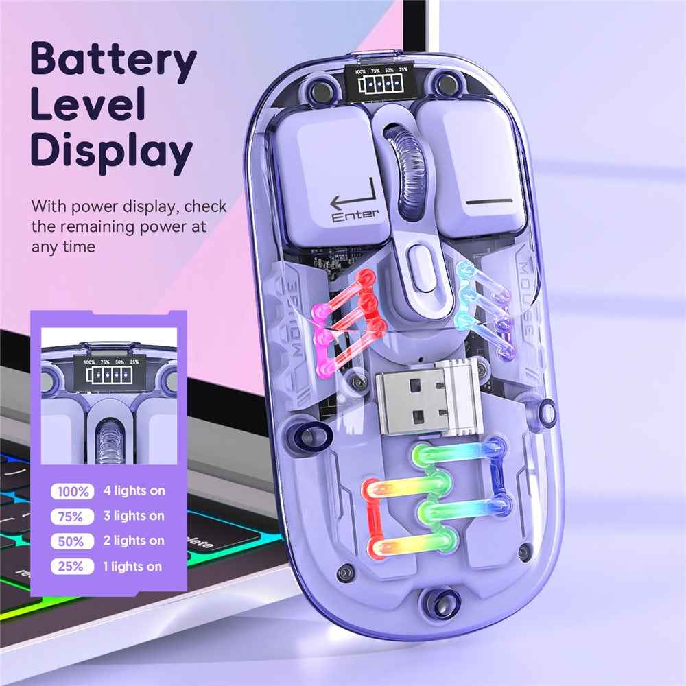 M533 2.4G+Bluetooth-compatible 5.0 Dual Mode Transparent Wireless Mouse with RGB Light - Yellow