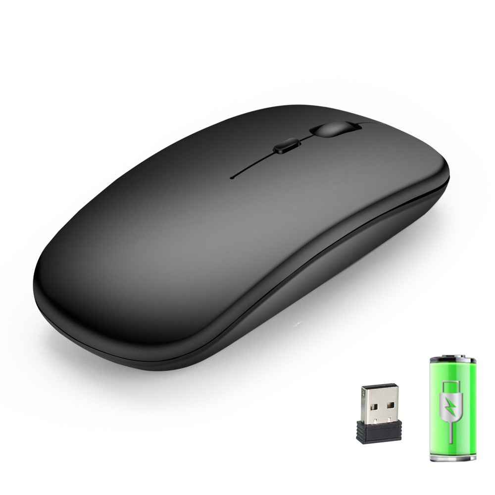 M80 2.4G Wireless Mouse Rechargeable 800/1200/1600 DPI Computer Mouse Ultra-Thin Silent Mice for Home Office Notebook - Matte Black