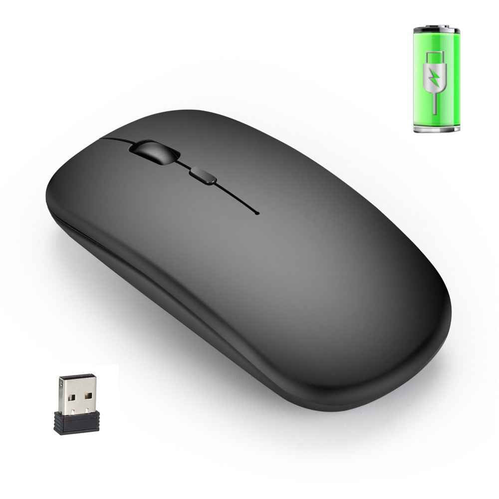 M80 2.4G Wireless Mouse Rechargeable 800/1200/1600 DPI Computer Mouse Ultra-Thin Silent Mice for Home Office Notebook - Matte Black