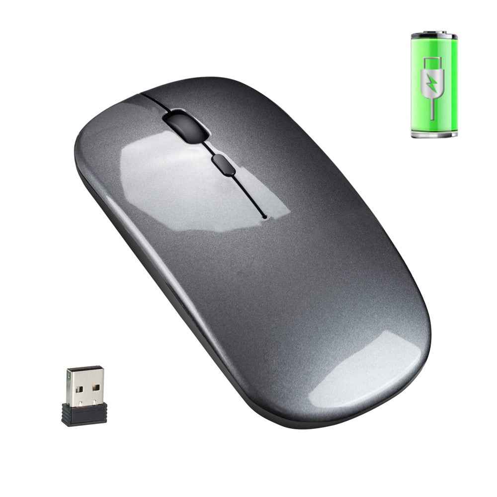 M80 2.4G Wireless Mouse Rechargeable 800/1200/1600 DPI Computer Mouse Ultra-Thin Silent Mice for Home Office Notebook - Metal Black