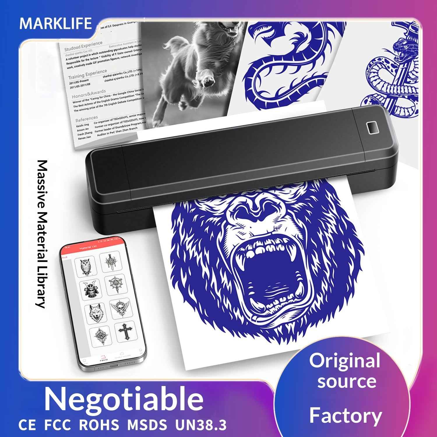 X8T AI Tattoo Printer Thermal Tattoo Transfer Printer Bluetooth-compatible A4 Printing Machine for Tattoo Beginner - White