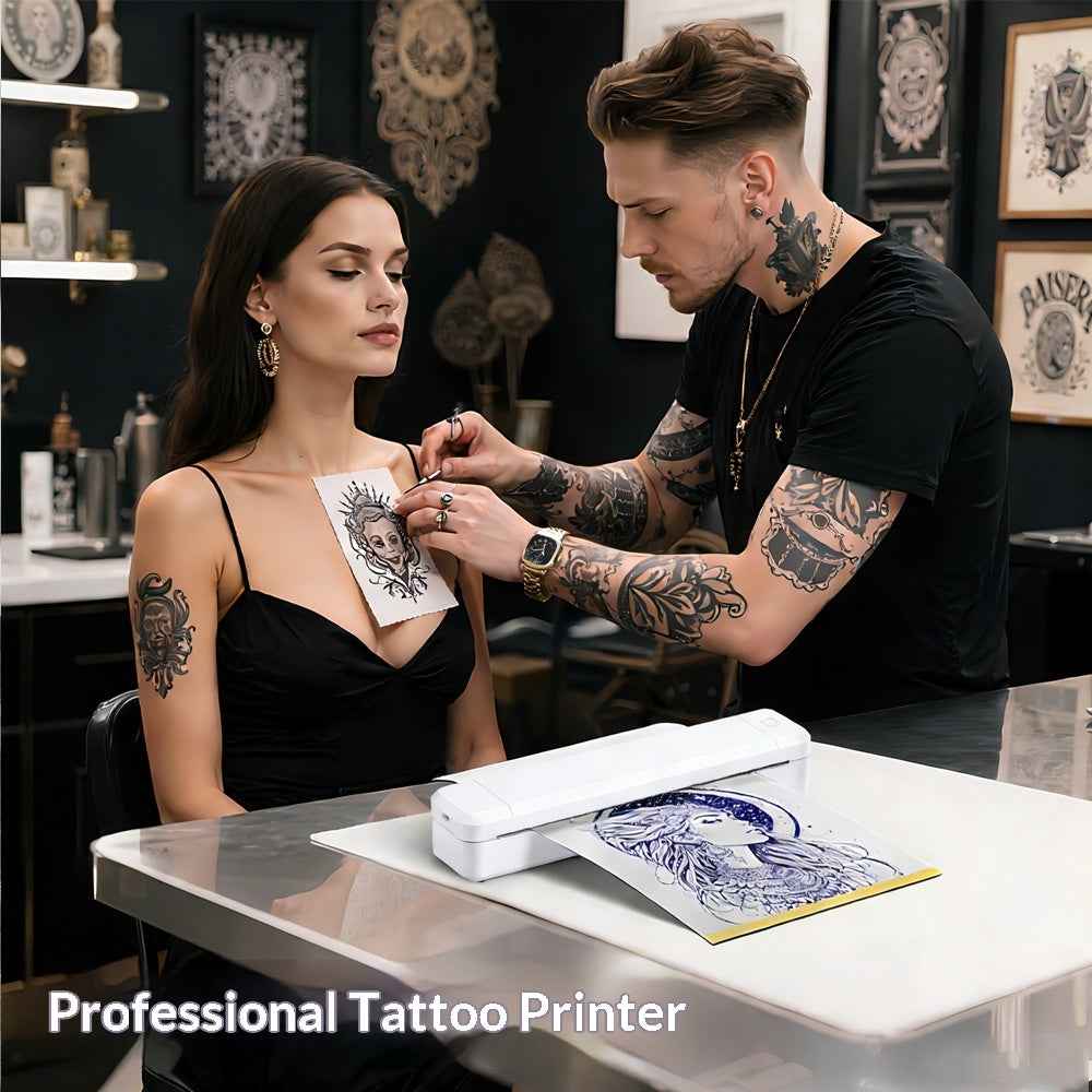 X8T AI Tattoo Printer Thermal Tattoo Transfer Printer Bluetooth-compatible A4 Printing Machine for Tattoo Beginner - White