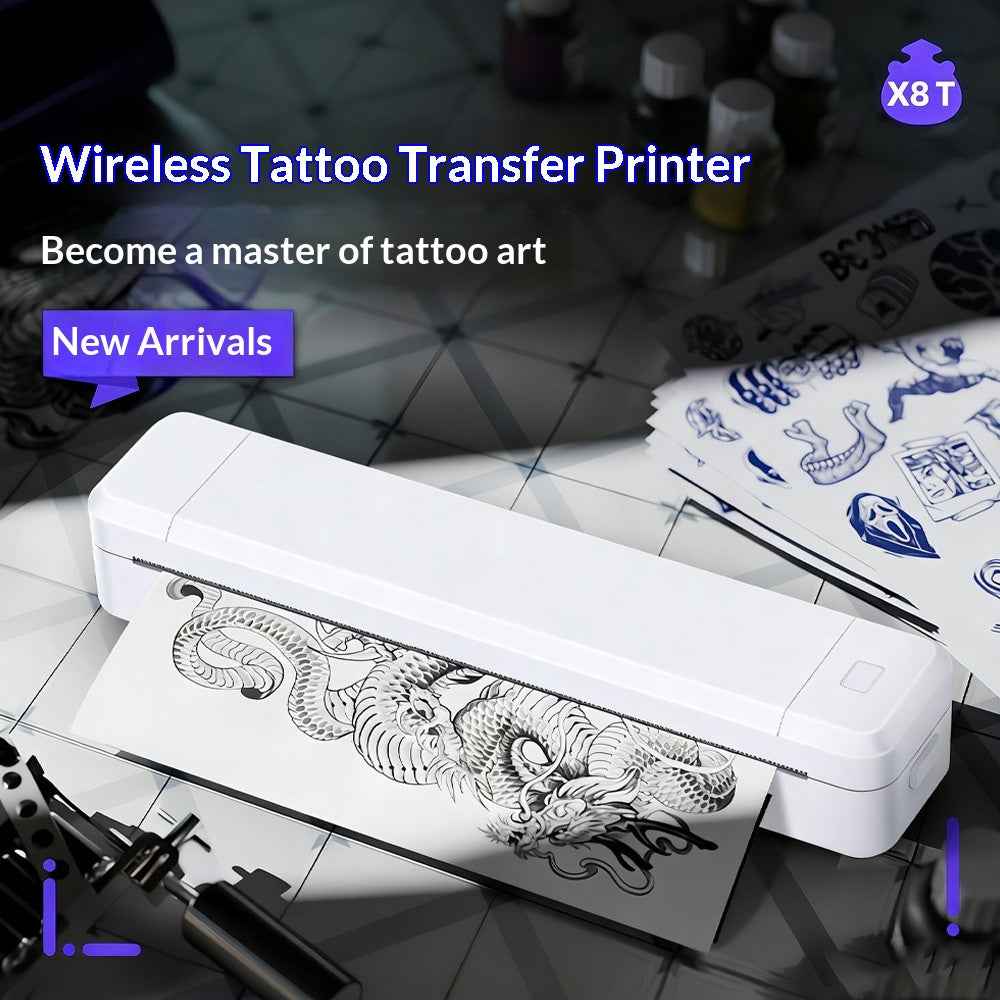 X8T AI Tattoo Printer Thermal Tattoo Transfer Printer Bluetooth-compatible A4 Printing Machine for Tattoo Beginner - White